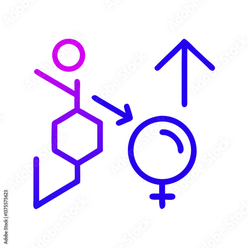Gradient line illustration of hormone balance, symbolizing estrogen regulation, mood stability, and menstrual wellness cycle health.
