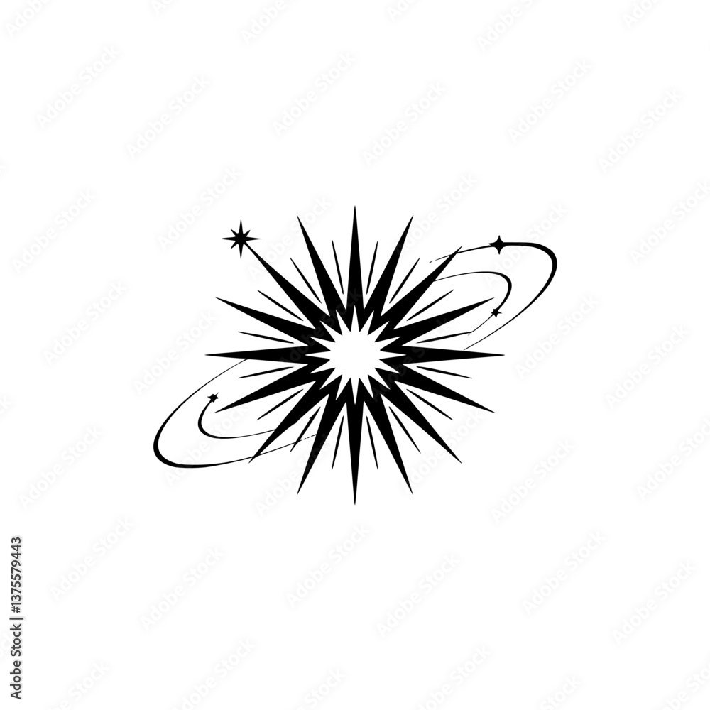 Fototapeta premium Celestial Burst: Black and White Star Logo, Vector Design