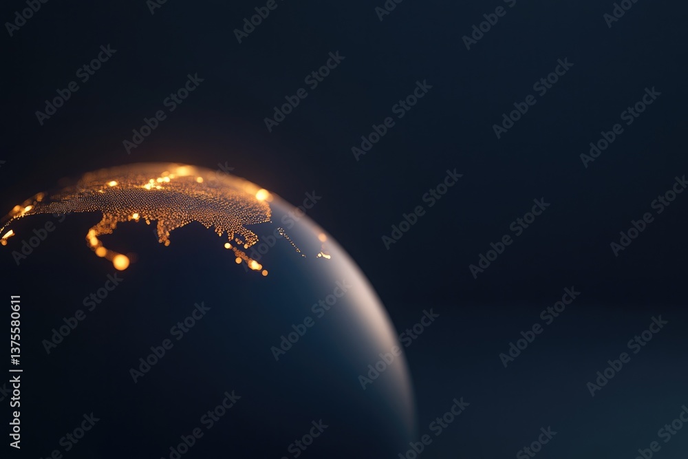 Fototapeta premium Illuminated globe depicting geopolitical dynamics with dark back