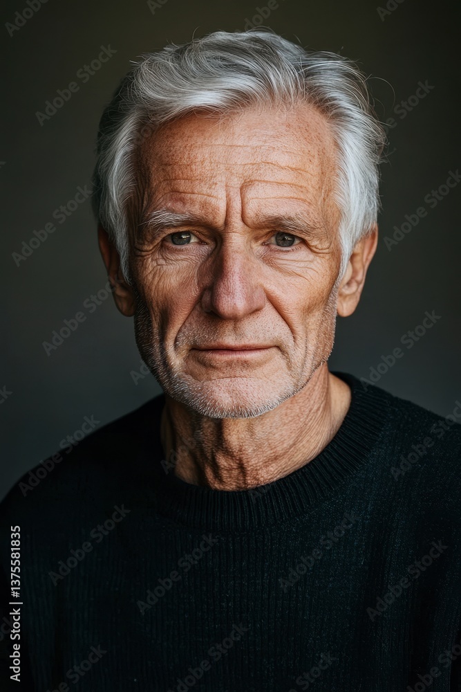 Portrait of a Senior Man with Gray Hair and Wrinkled Face Wearing a Black Sweater Portrait of a Senior Man with Gray Hair and Wrinkled Face Wearing a Black Sweater
