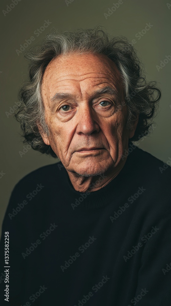 Obraz premium Thoughtful Senior Man Portrait Wisdom, Age, and Experience