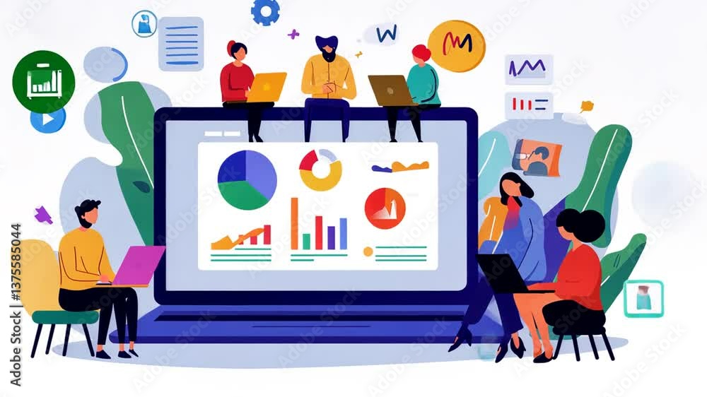 Teamwork Collaboration on Laptop with Data Analytics and Innovative ...