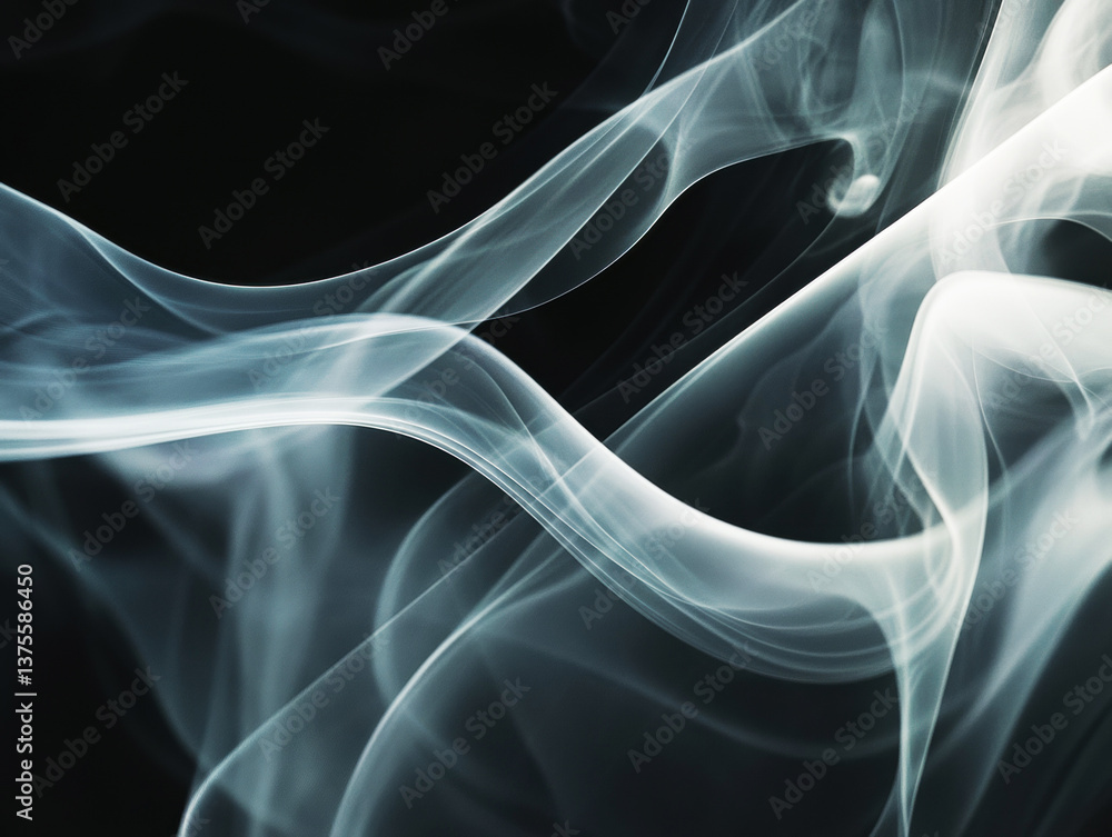 Obraz premium White smoke forms patterns on a dark background