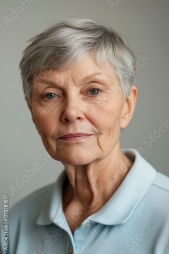 Portrait of a Senior Woman with Short Gray Hair