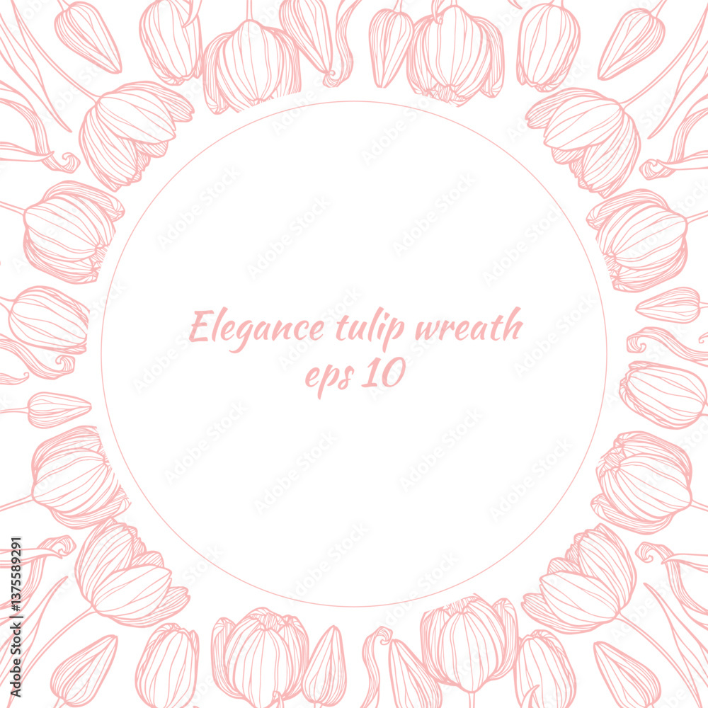 Wreath of vector tulip. Botanical floral template. Wreath of vector tulip. Botanical floral template.