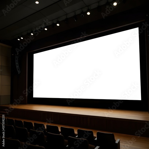 Blank screen with empty cinema hall.