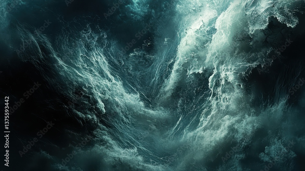 Turbulent ocean waves crash, creating a dramatic, powerful, and abstract scene. Show the power of nature, great for backgrounds or adding drama to projects. Turbulent ocean waves crash, creating a dramatic, powerful, and abstract scene. Show the power of nature, great for backgrounds or adding drama to projects.