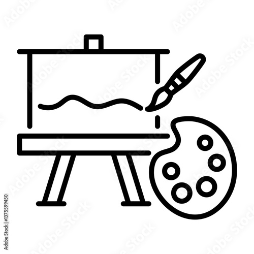 Fine arts icon, featuring a paint palette and color palette in minimal style