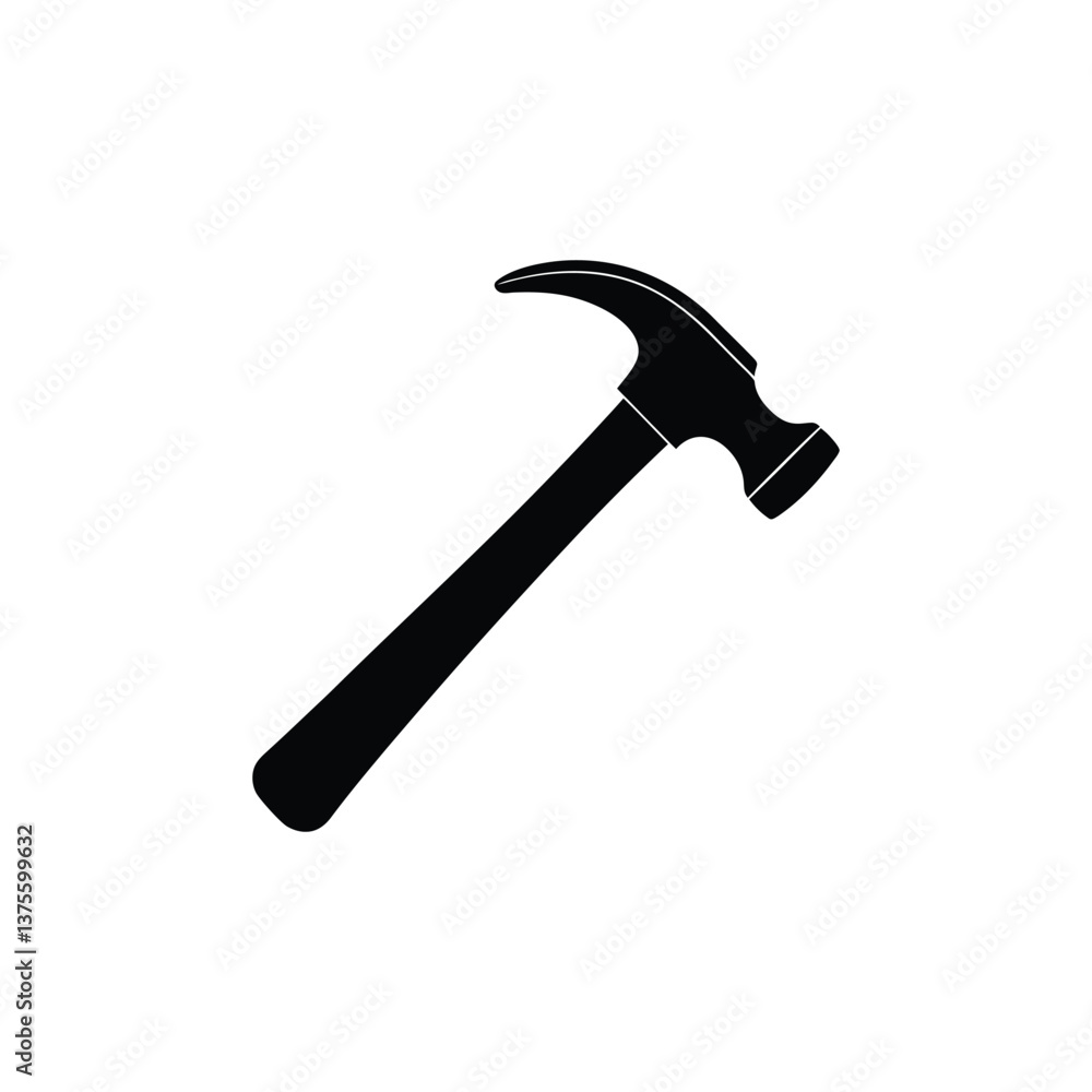 Black hammer silhouette on white background Black hammer silhouette on white background