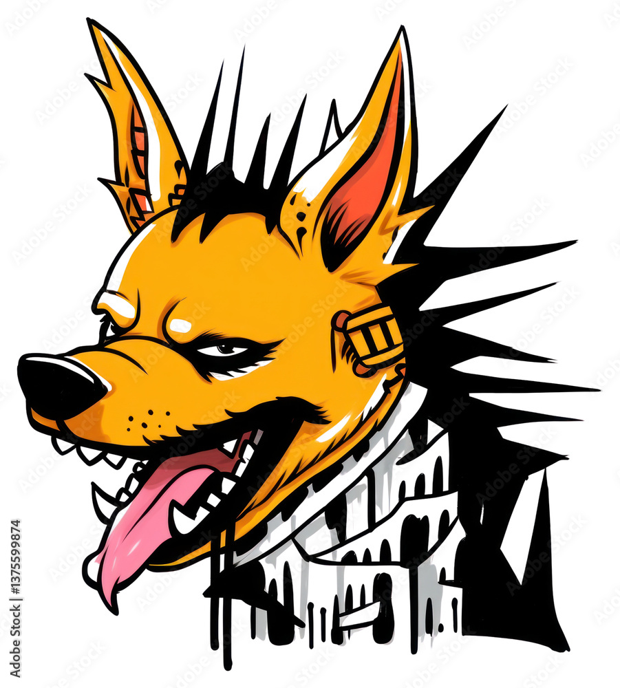 Naklejka premium PNG Fierce dog drawing animal mammal.