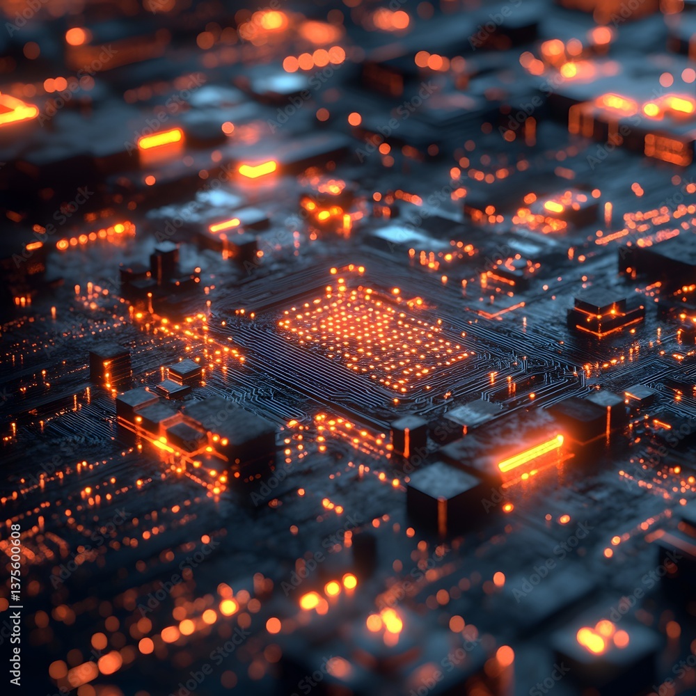 Futuristic technology circuit with intricate complexity Futuristic technology circuit with intricate complexity