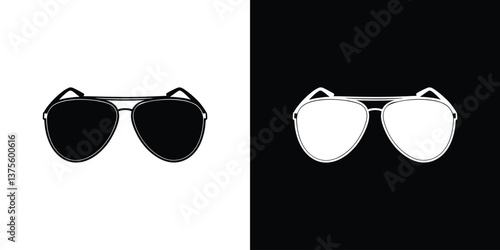 Black and white aviator sunglasses silhouette design