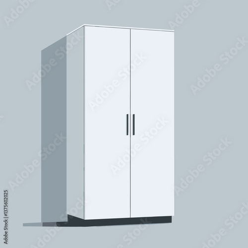 Modern white wardrobe with black base and sleek design