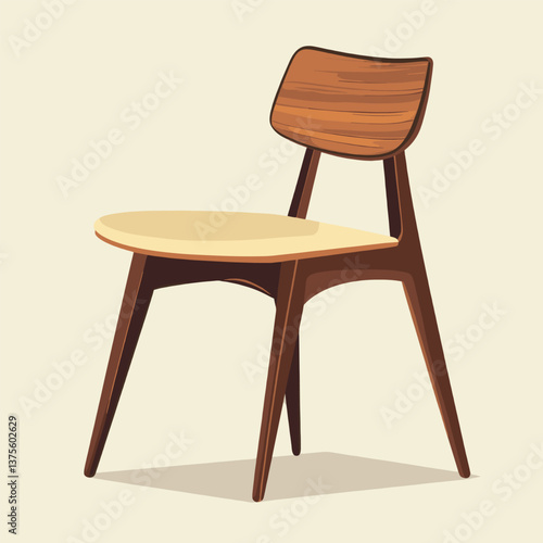 Mid-century modern wooden chair with curved backrest and tapered legs