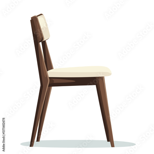 Simple wooden chair with cream cushion in minimalist style