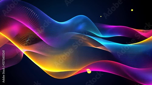 Abstract flowing colorful light wave animation for creative video and background