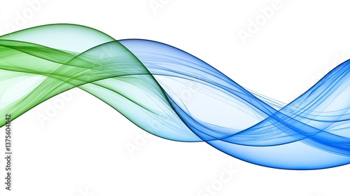 Abstract green blue wave flow design, white background, website banner (1)