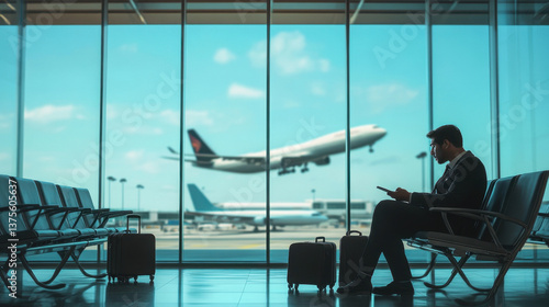 Business traveler waiting at airport