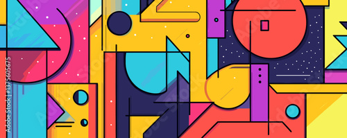 Abstract geometric art with bold shapes and vibrant colors – vector.