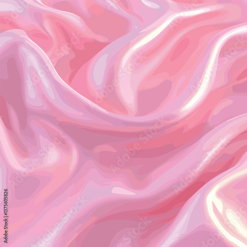 Smooth pink silk fabric with elegant waves and soft glossy texture