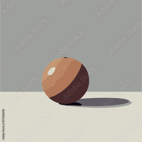 Minimalistic brown sphere with shadow on a gray background
