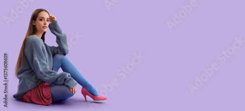 Young woman in stylish outf...