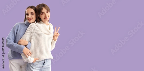 Young sisters in stylish ou...