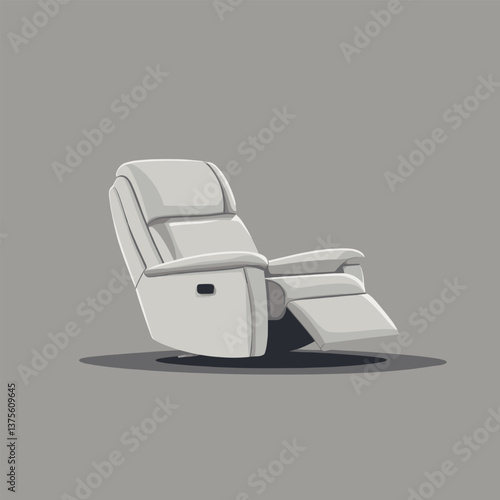 Modern white recliner chair on gray background