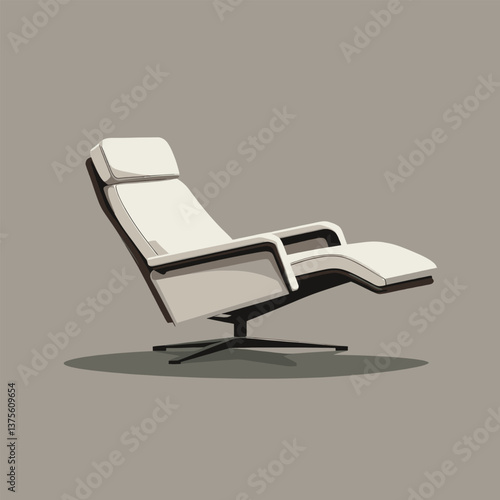 Modern beige recliner chair on neutral background