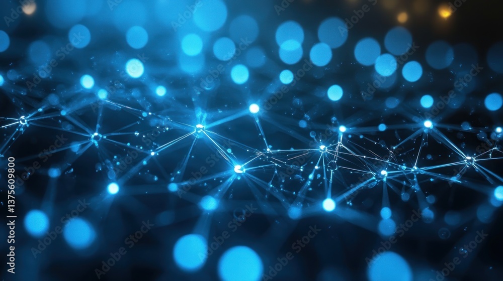 Futuristic High-Tech Digital Network Visualization with Glowing Nodes and Lines on Deep Blue Background Futuristic High-Tech Digital Network Visualization with Glowing Nodes and Lines on Deep Blue Background