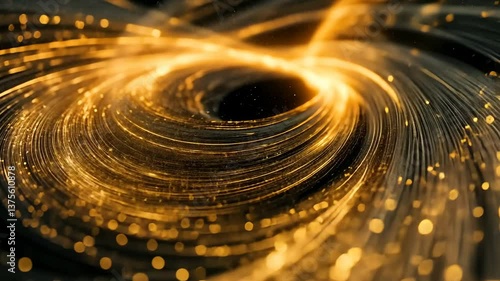 Abstract Gold Glowing Light Streaks Flowing in Swirling Patterns Background Video
