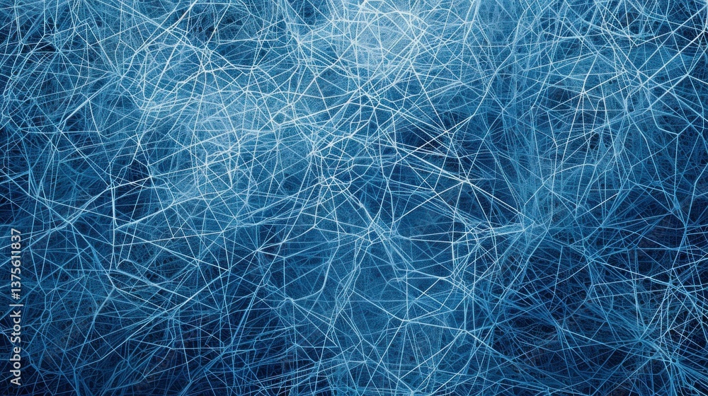 Fototapeta premium Abstract blue network background with interconnected lines.