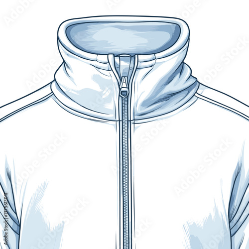 White zipper jacket with high collar design