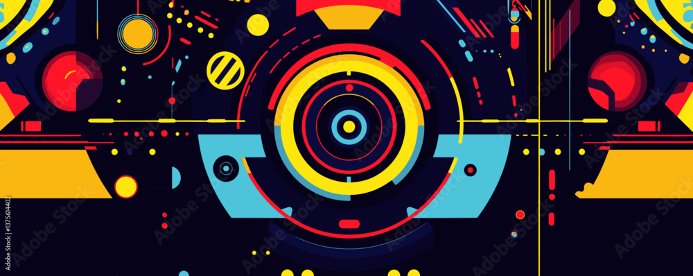 Obraz premium Futuristic abstract geometric design with vibrant colors and dynamic patterns vector.