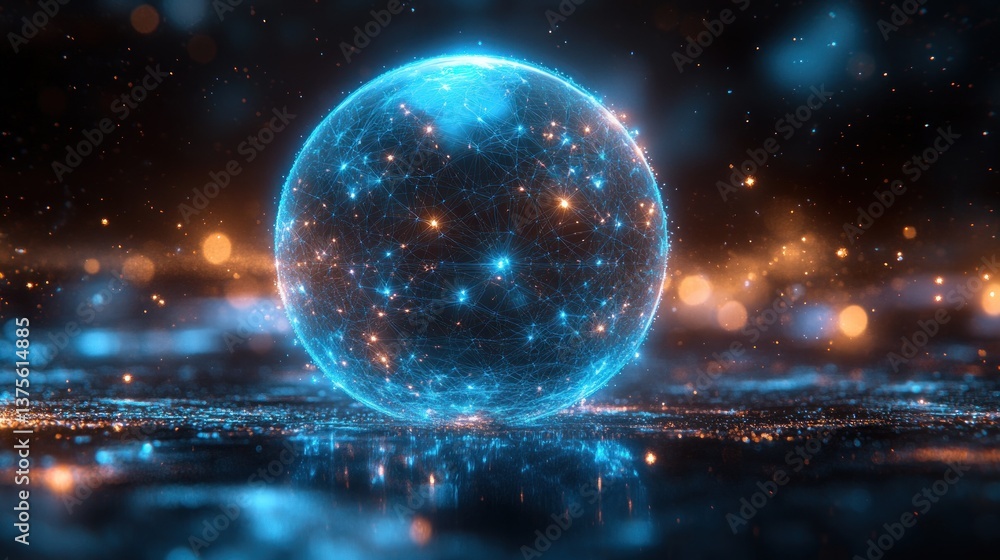 Obraz premium Futuristic Digital Sphere Abstract Network Background