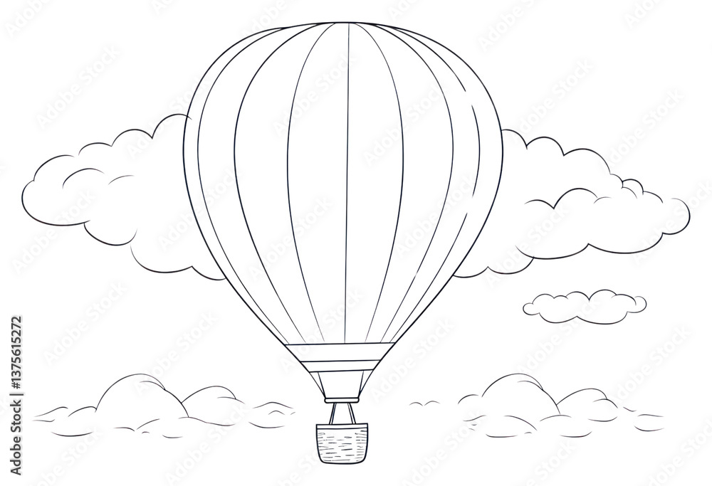 Naklejka premium PNG Air balloon outline sketch aircraft vehicle white.