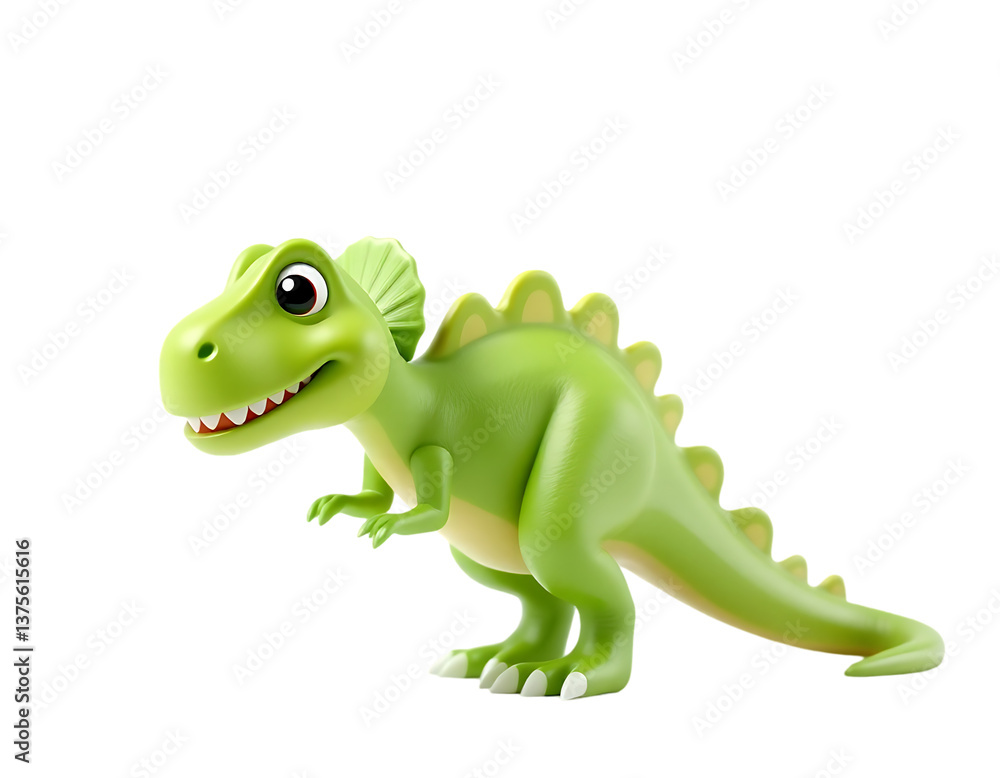Fototapeta premium Cartoon Green Dinosaur Illustration