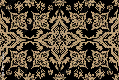 Motifs Ikat floral paisley embroidery background.geometric ethnic oriental pattern traditional.Aztec-style abstract vector illustration. Design for texture, fabric, clothing, wrapping, decoration