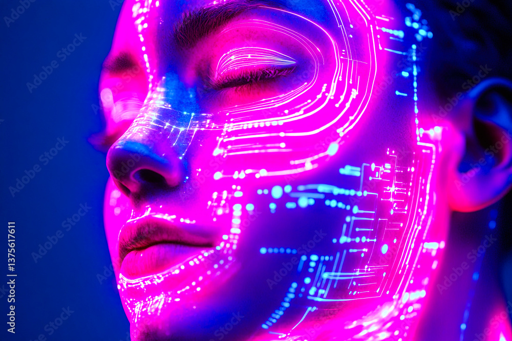 Neon Circuitry Face Design Neon Circuitry Face Design