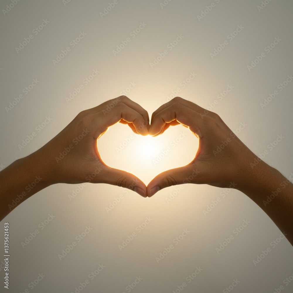 Fototapeta premium Hands forming a heart shape expressing love against soft background
