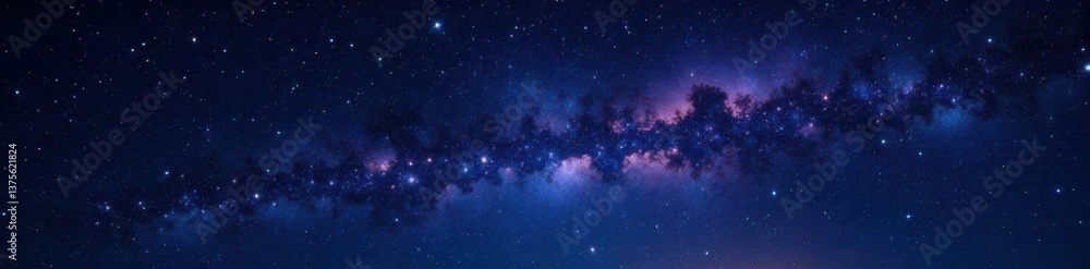 Fototapeta premium Sparkling starry night sky with vibrant stars on a deep black canvas, dark, galaxy, blue