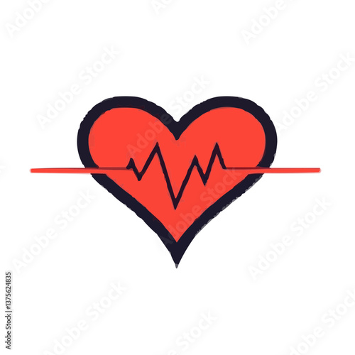 Heart icon with cardiogram - symbol of heartbeat and health