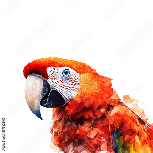 Beautiful colorful parrot vector illustration on white background