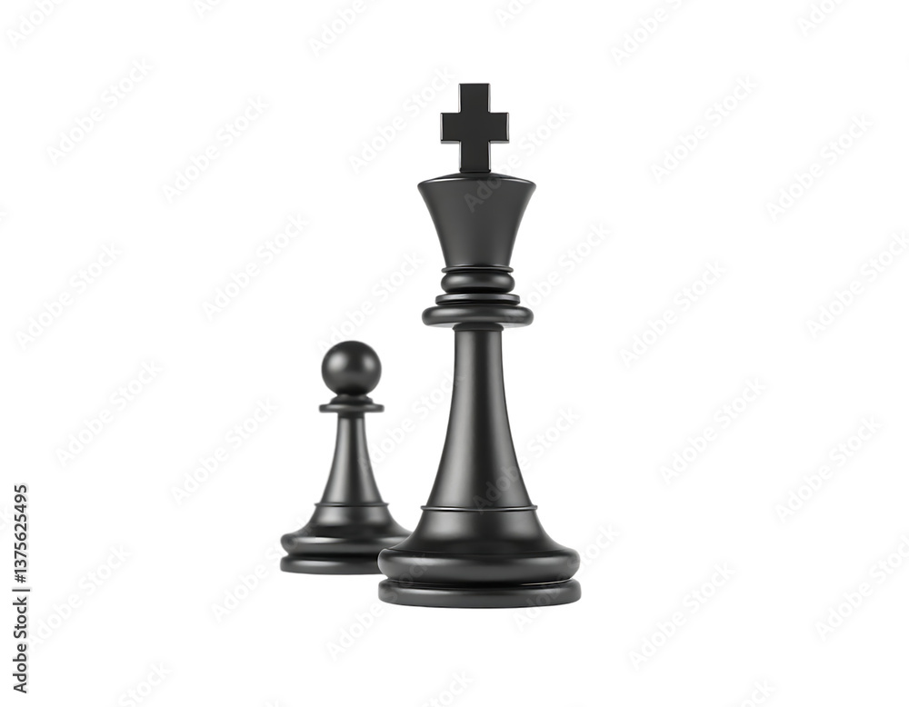 King and pawn chess pieces isolated on transparent background King and pawn chess pieces isolated on transparent background