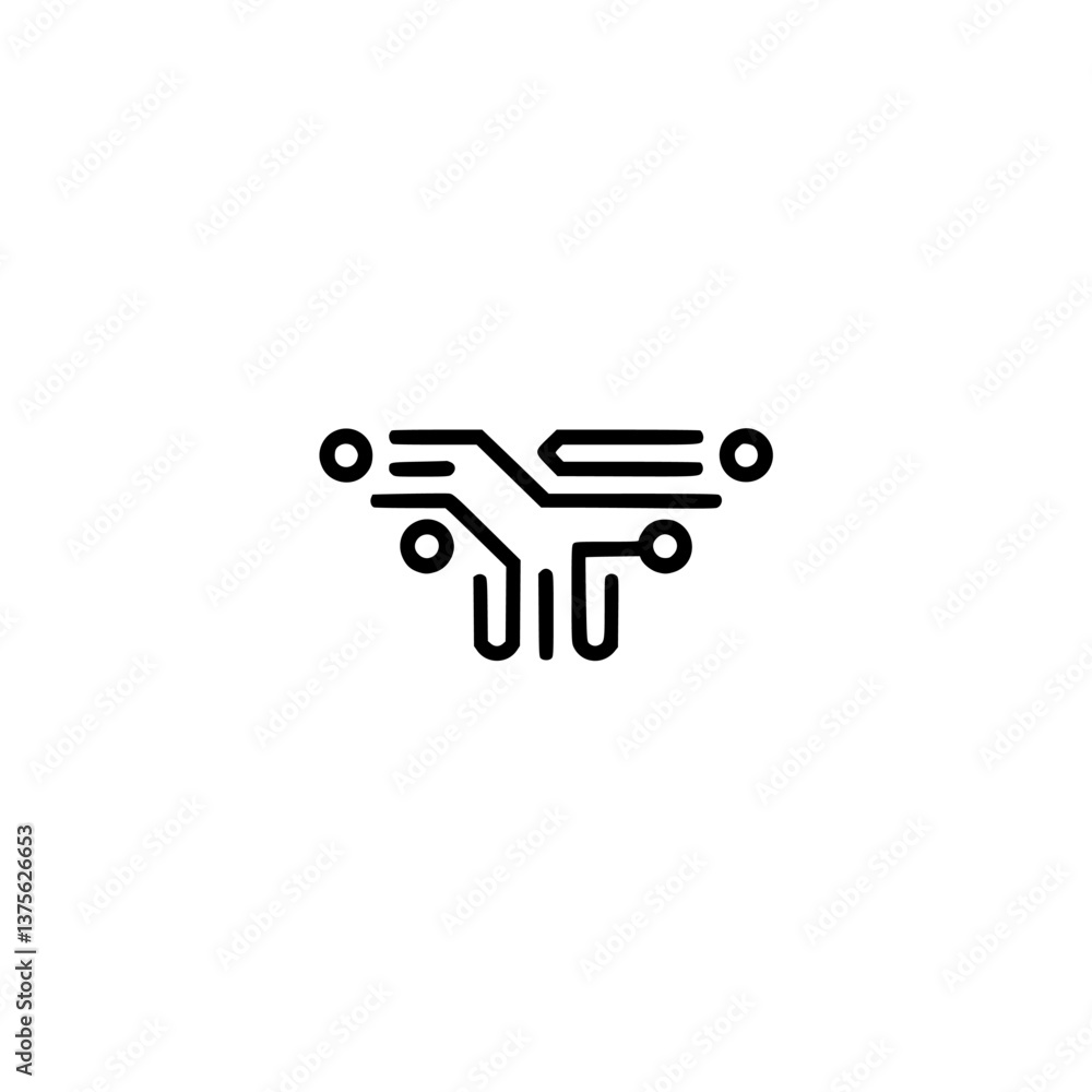 Obraz premium Minimalist Circuit Board Icon on White Background