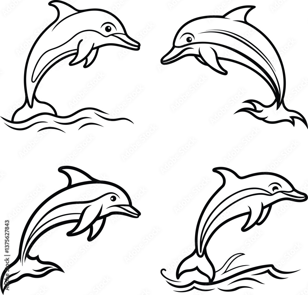 Naklejka premium One line art vector template for coloring page