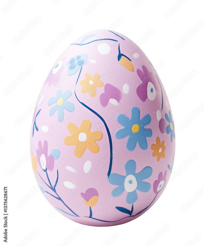 Pink Easter egg with whimsical floral patterns