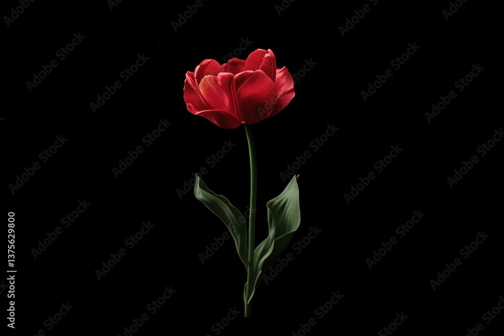 Fototapeta premium Red tulip flower blooming timelapse showcasing nature's beauty in vibrant detail, Red tulip flower blooming timelapse in