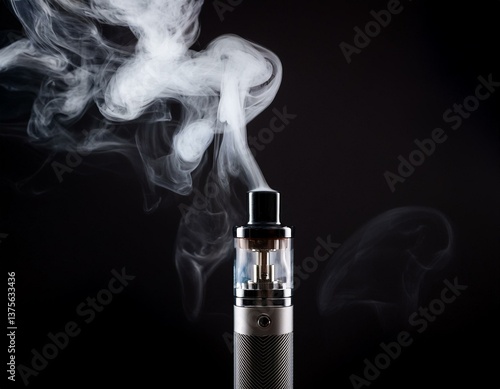 cloudy smoke of electronic cigarette on black background