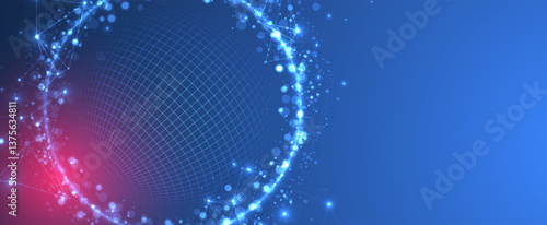 Futuristic glowing technology sphere vector art. The design gives a high-tech cybernetic feel, symbolizing digital networks, AI, or virtual reality.